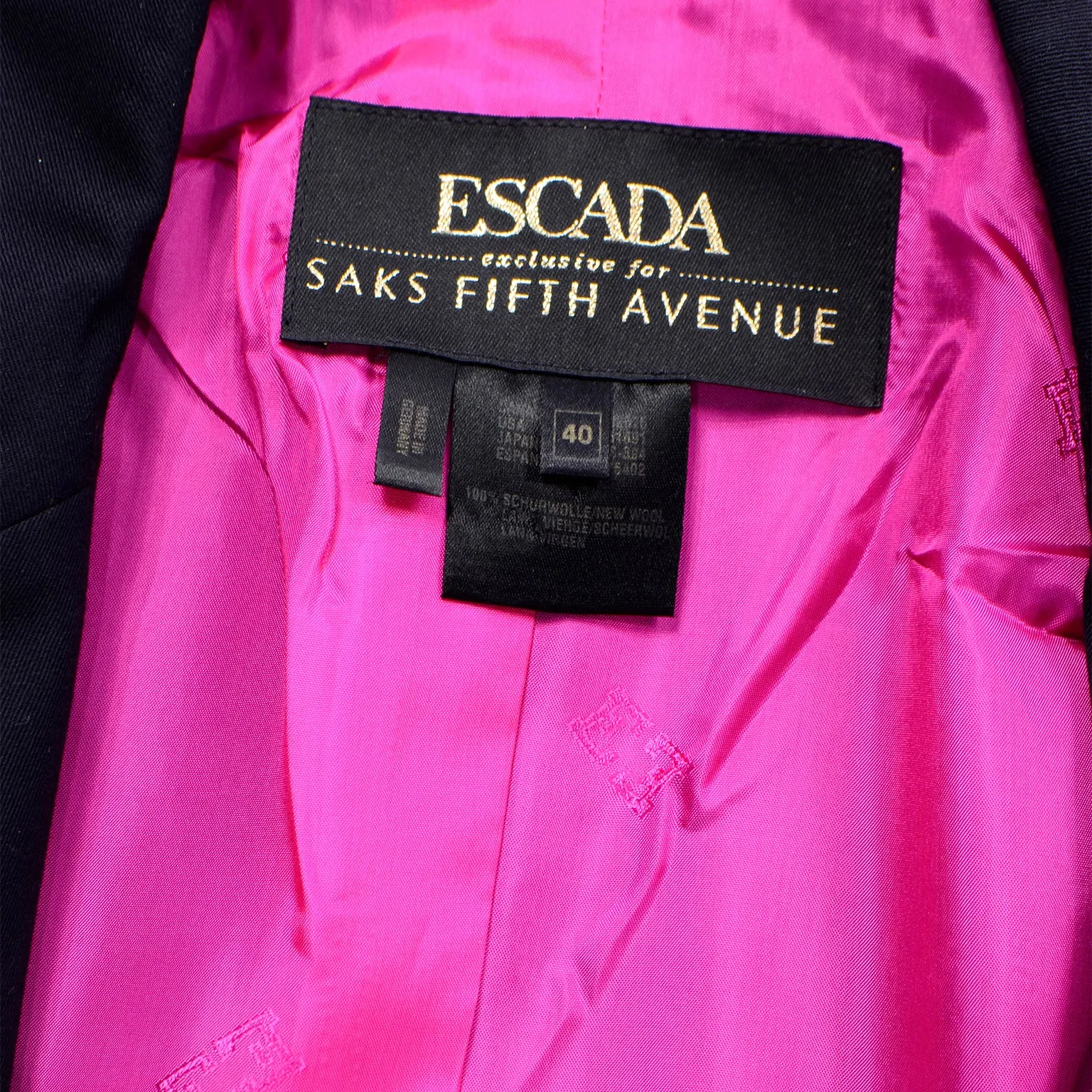 1990s Escada Midnight Navy Blue & White Blazer Jacket