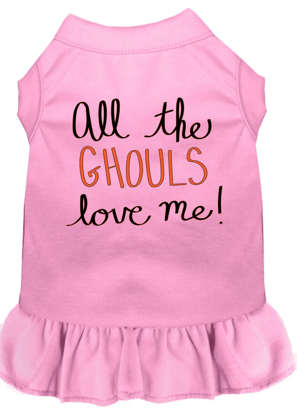 All The Ghouls Screen Print Dog Dress Light Pink Lg (14)