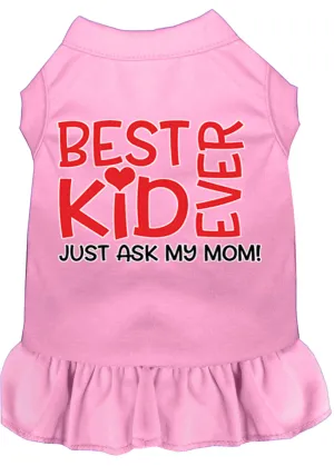 Ask My Mom Screen Print Dog Dress Light Pink Sm (10)