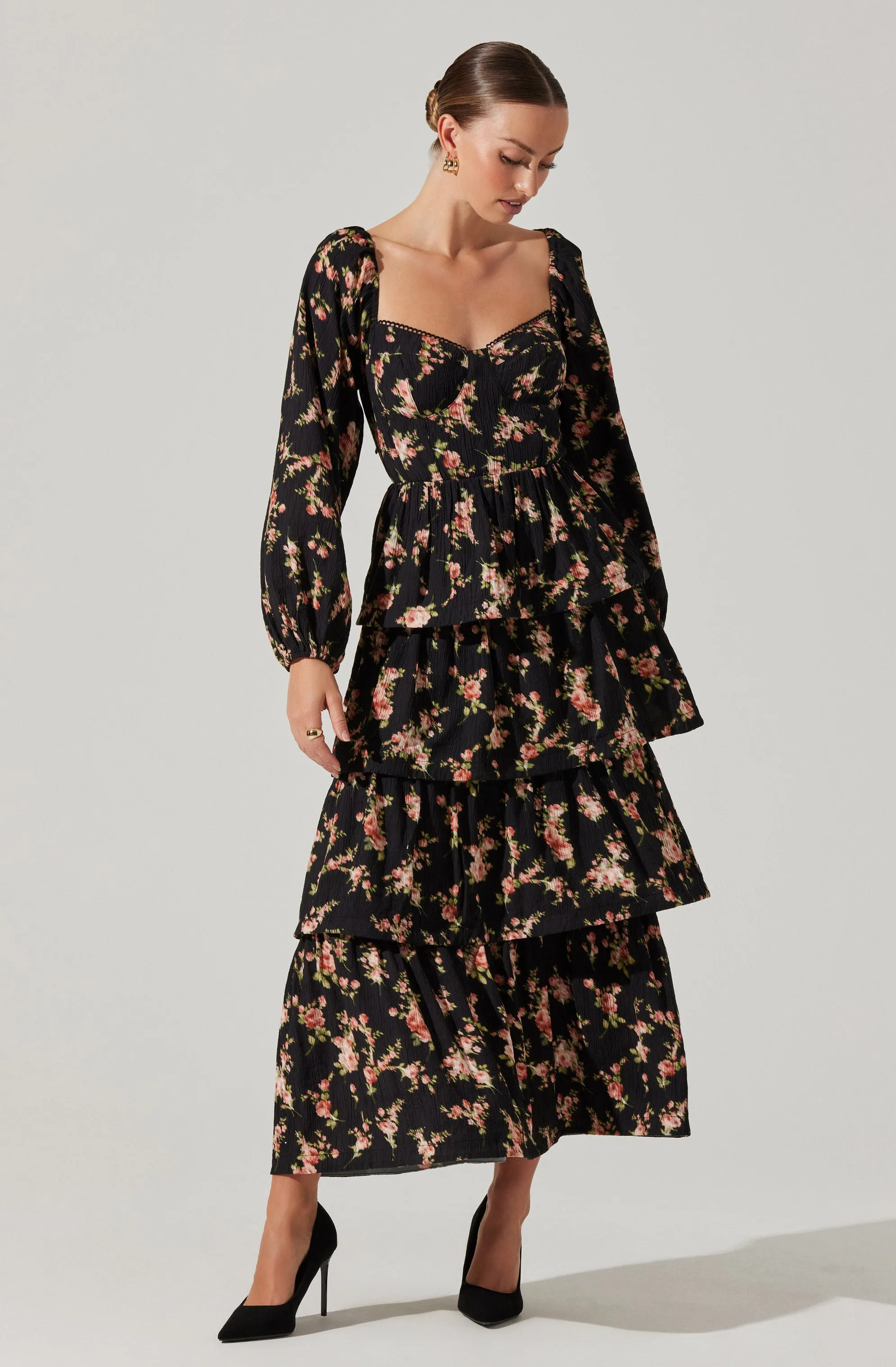 Aumie Tiered Floral Maxi Dress