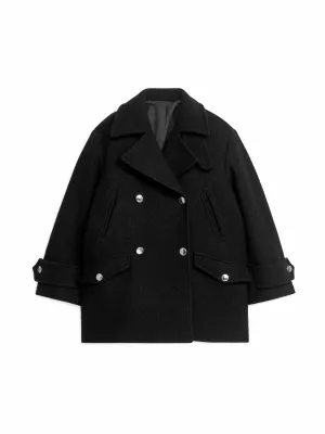 Bouclé wool pea coat