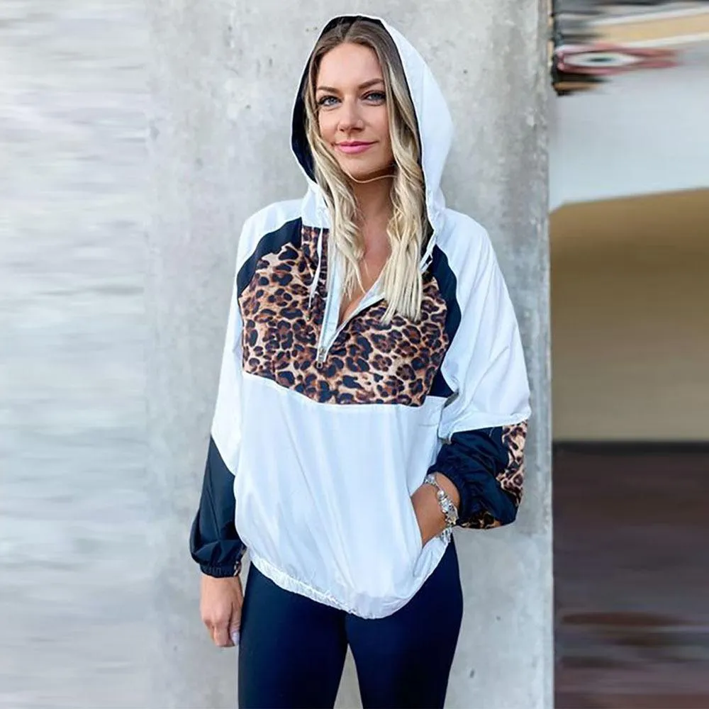 Casual Women Leopard Loose Hoodies Tops