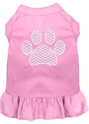 Chevron Paw Screen Print Dress Light Pink Med (12)