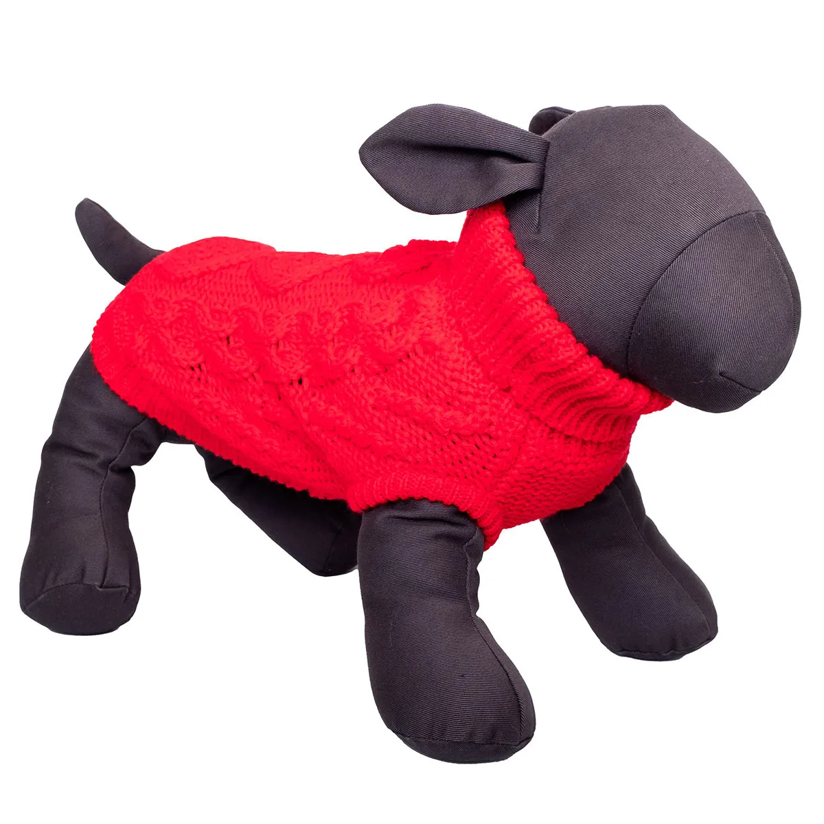 Chunky Knit Turtleneck Dog Sweater Red