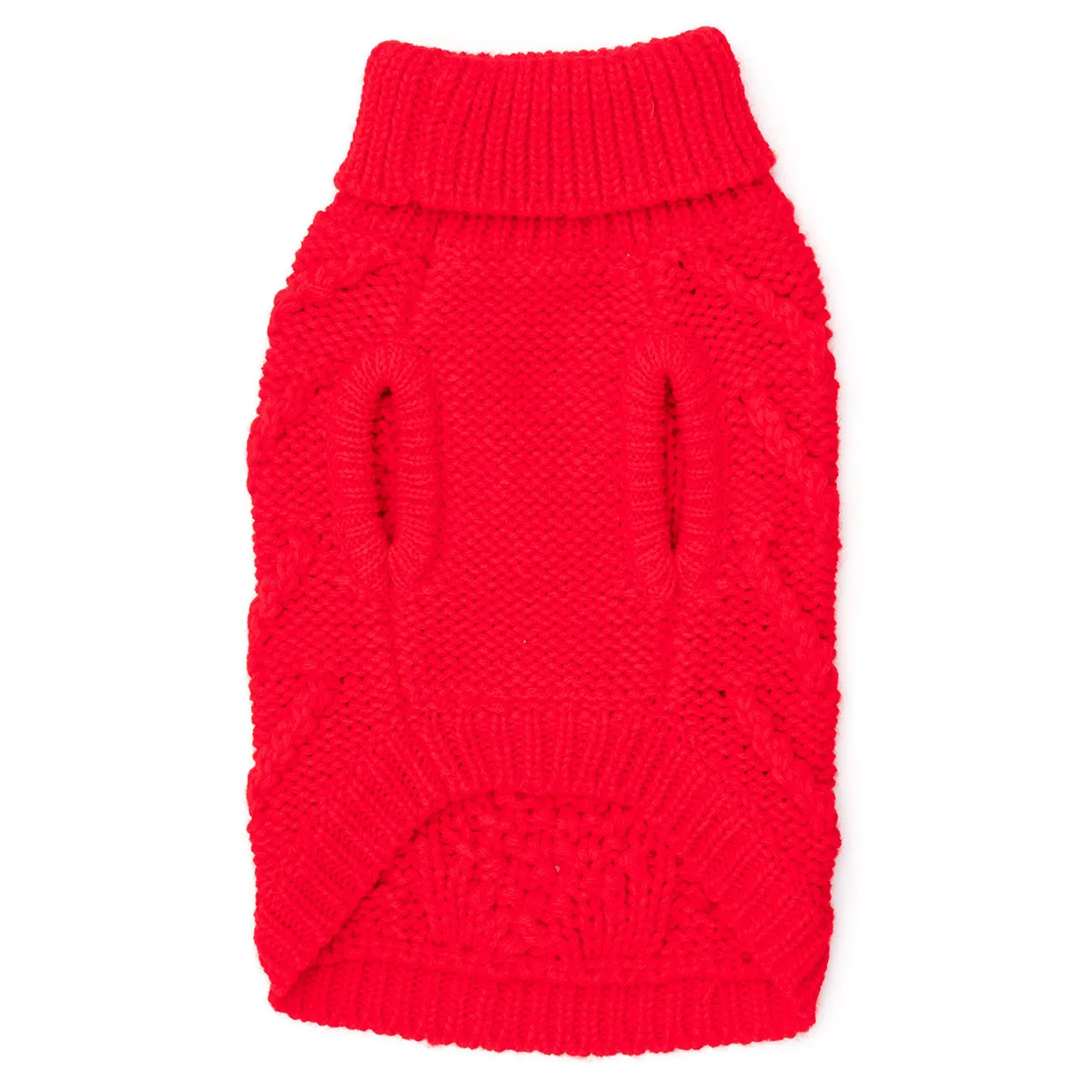 Chunky Knit Turtleneck Dog Sweater Red