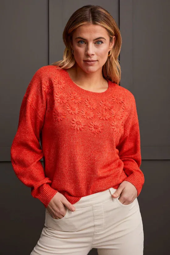 Crimson Sweater w/Embroidery