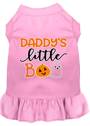 Daddy's Little Boo Screen Print Dog Dress Light Pink Lg