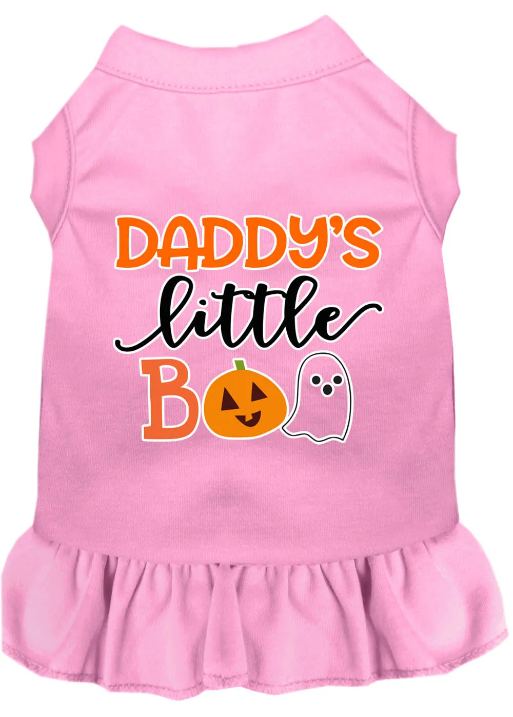 Daddy's Little Boo Screen Print Dog Dress Light Pink Xl