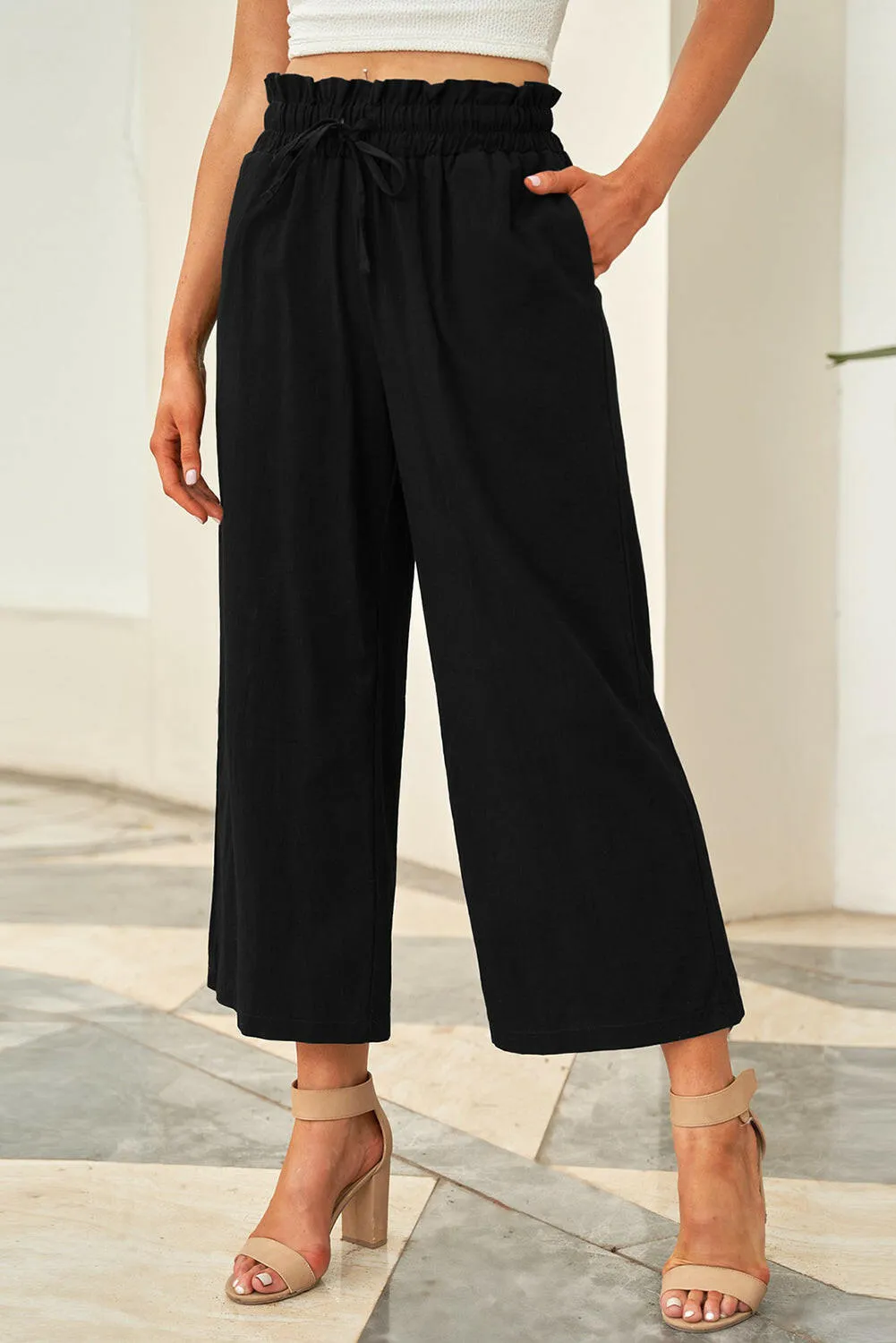 Drawstring Wide Leg Pants