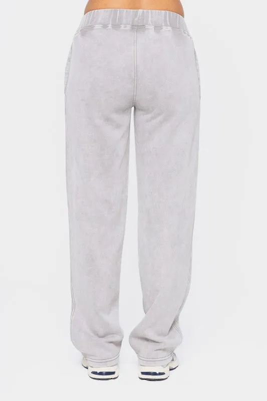 Elastic Waist Fleece Pants with Pockets