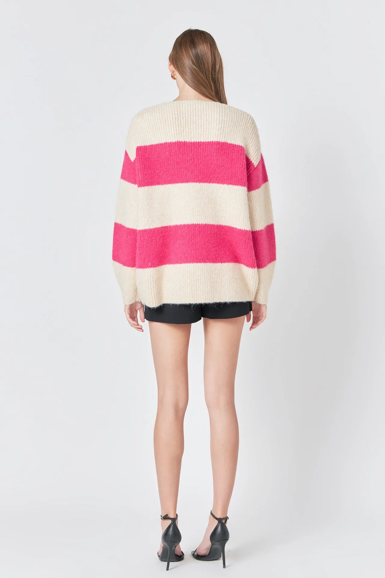 Fuzzy Striped Oversized Sweater