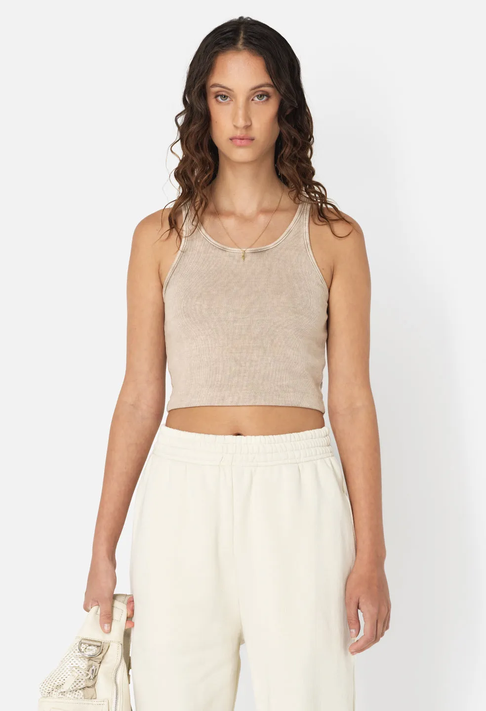 Gemini Rib Cropped Tank / Mineral Wash Shark