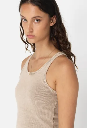 Gemini Rib Cropped Tank / Mineral Wash Shark