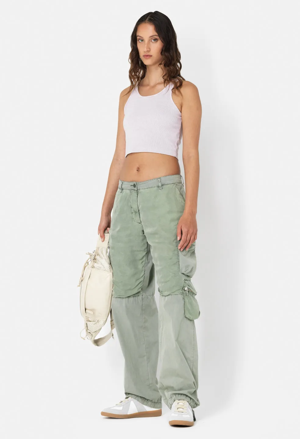 Gemini Rib Cropped Tank / Mineral Wash Thistle