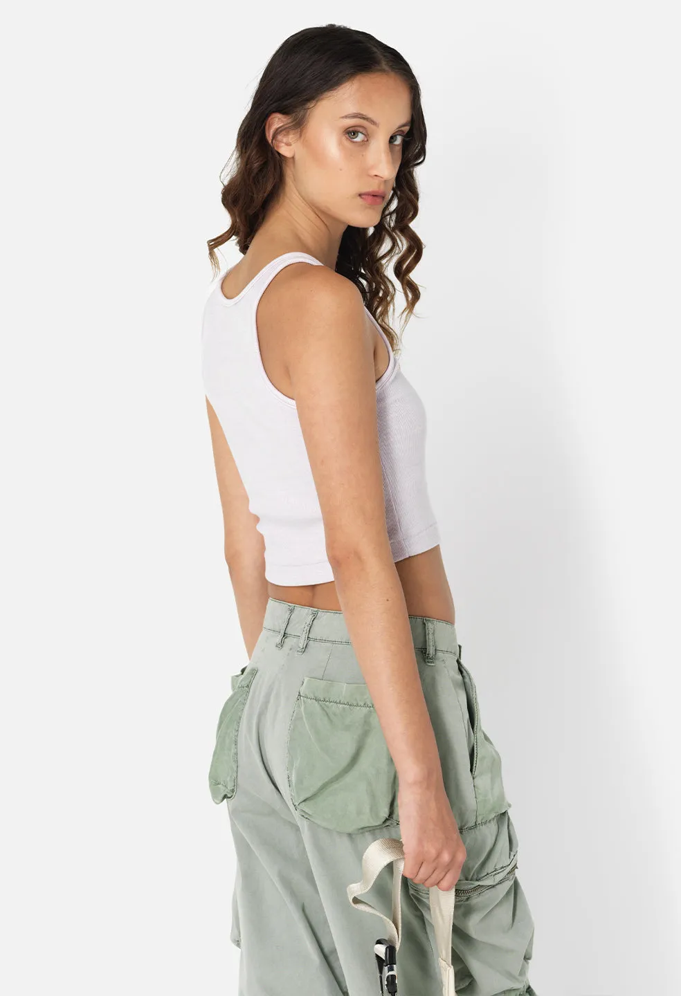 Gemini Rib Cropped Tank / Mineral Wash Thistle