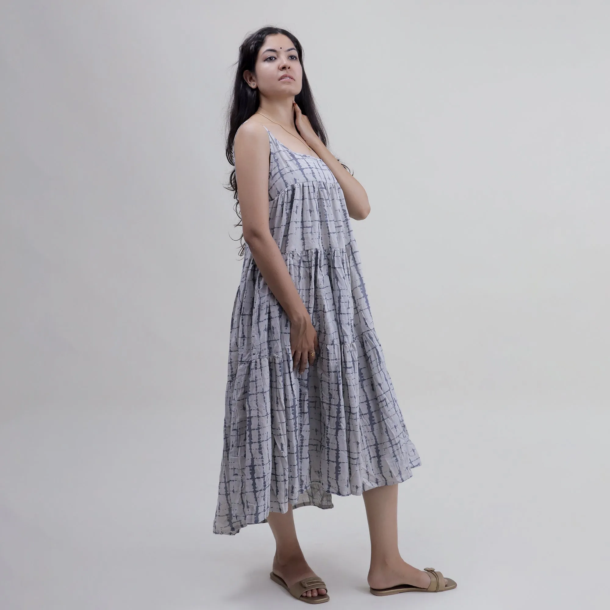 Grey Tie Dye Cotton Trendy Dresses For Women