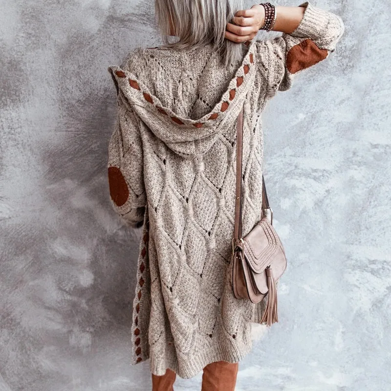 Hooded Knit Maxi Cardigan Outwear