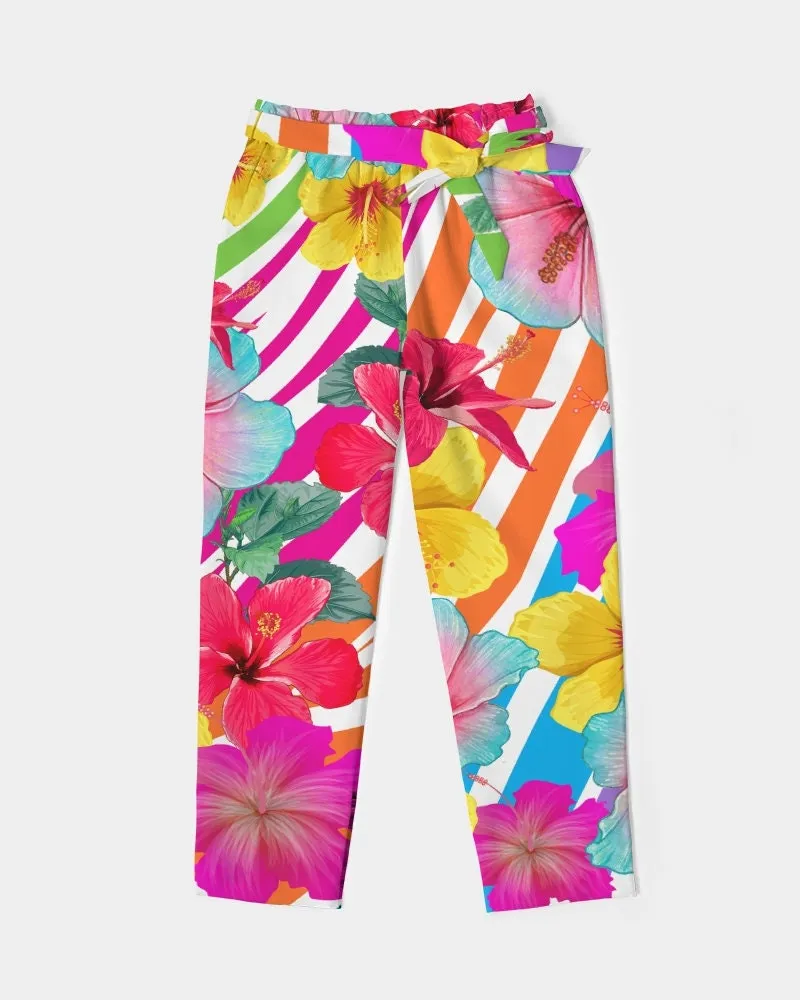 Island Flowers Women's Belted Tapered Pants