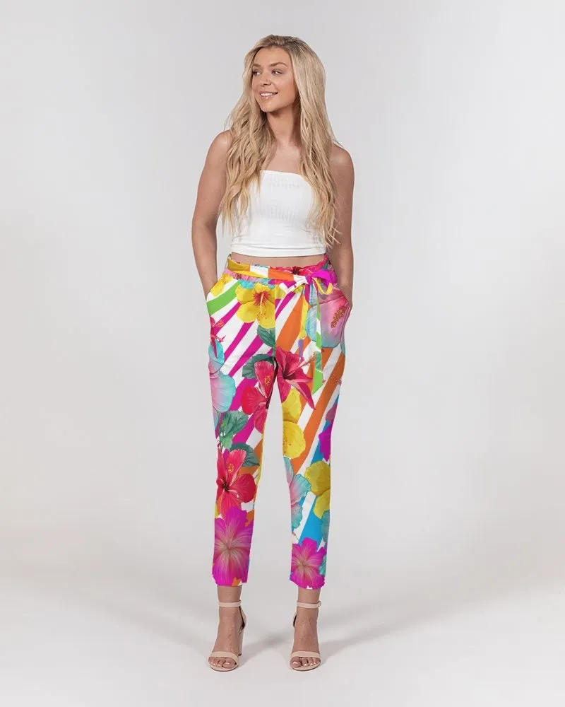 Island Flowers Women's Belted Tapered Pants