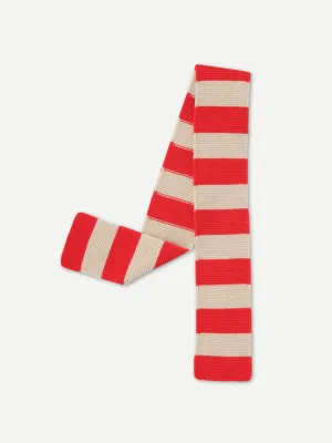 JG Small Bold Stripe Garter Stitch Scarf Poppy/Oatmeal