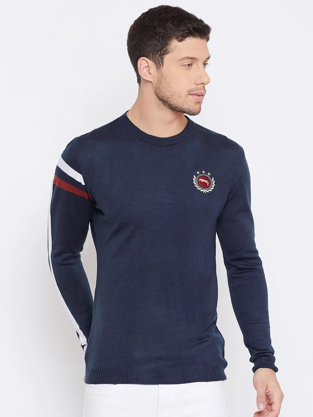 JUMP USA Men Navy Blue Casual Sweaters