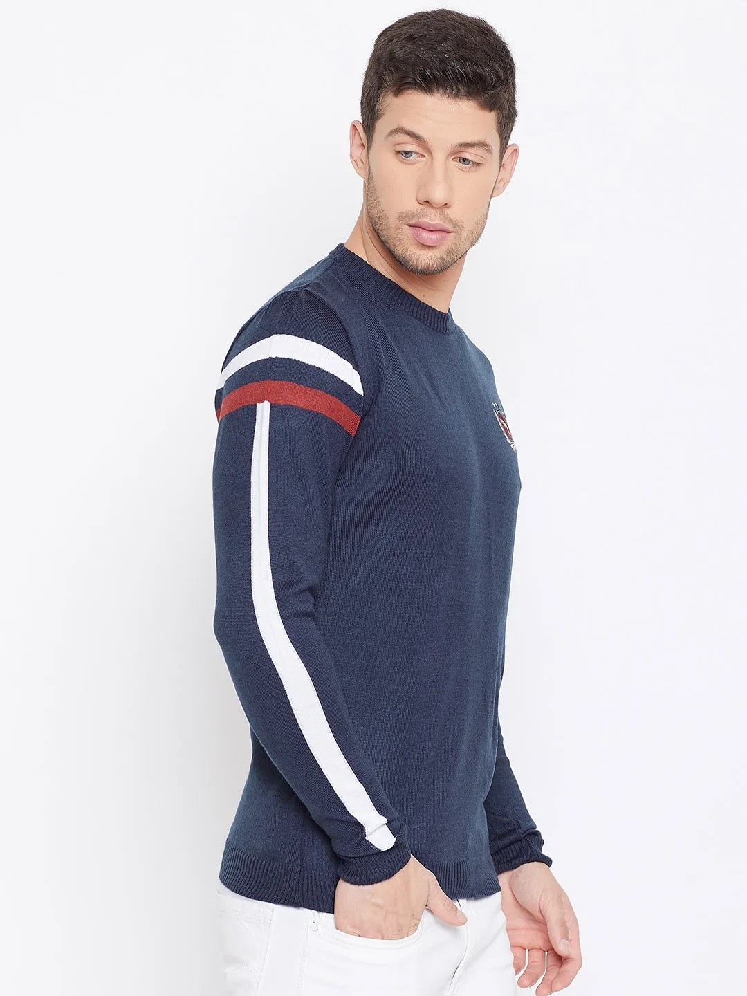 JUMP USA Men Navy Blue Casual Sweaters