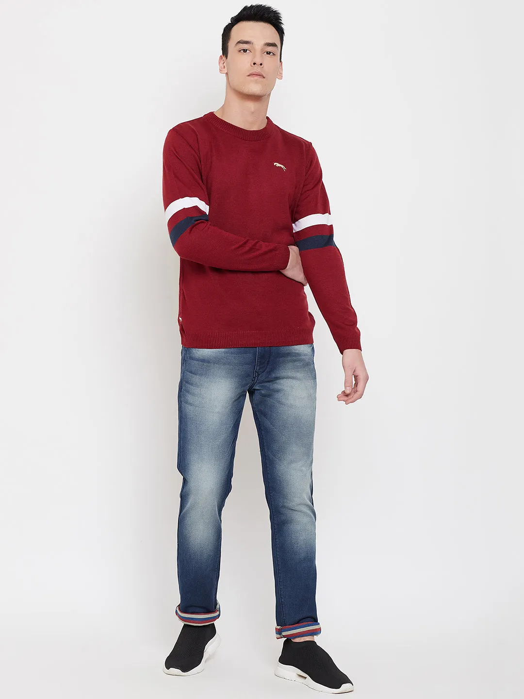 JUMP USA Men Red Solid Sweater