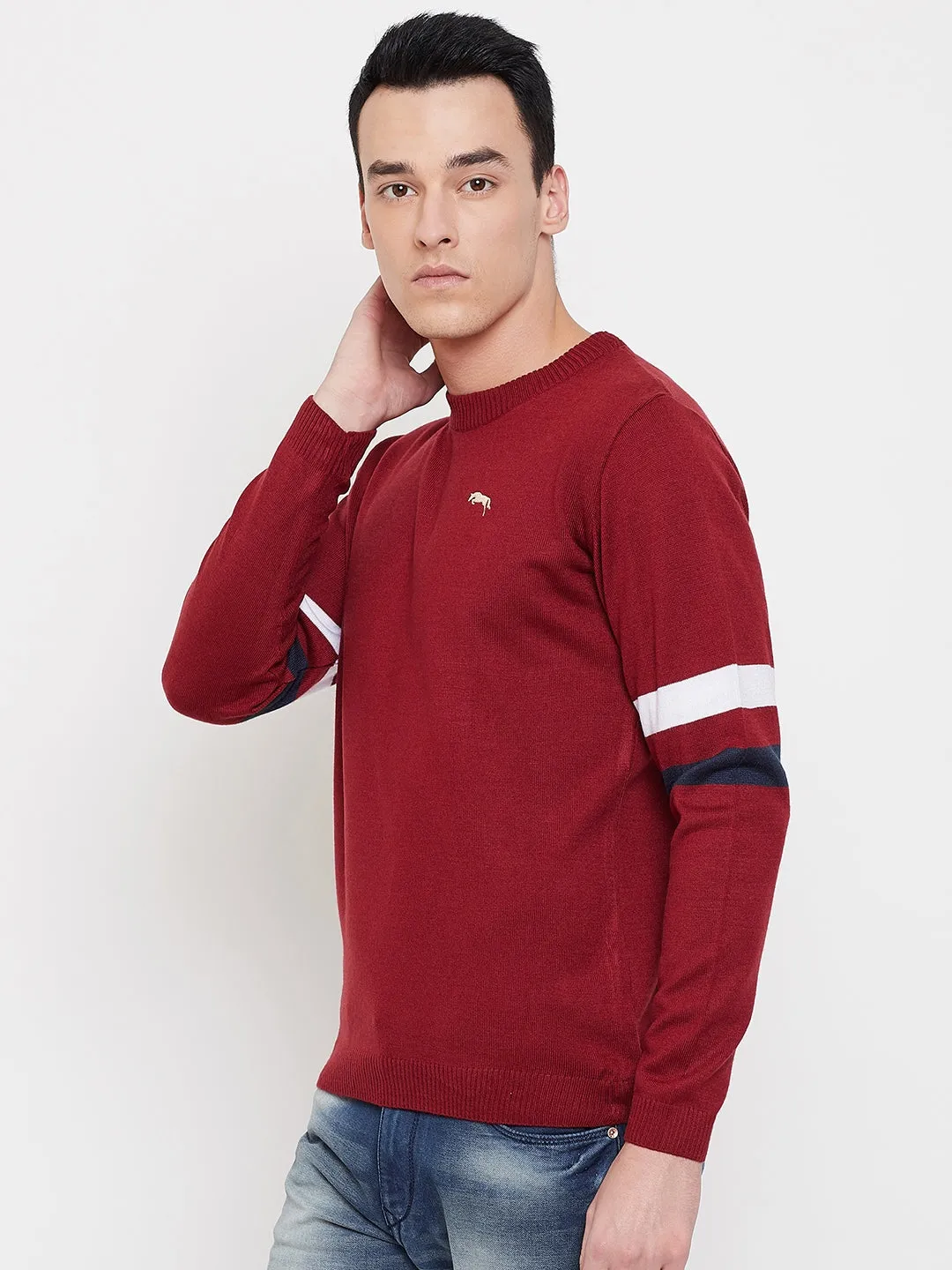 JUMP USA Men Red Solid Sweater