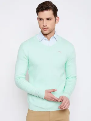 JUMP USA Men Teal Self-Design Pullover