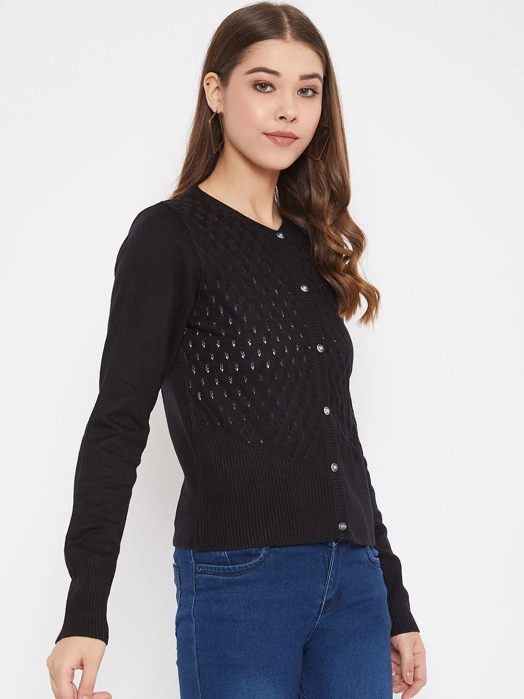 JUMP USA Women Black Henley Neck Sweaters