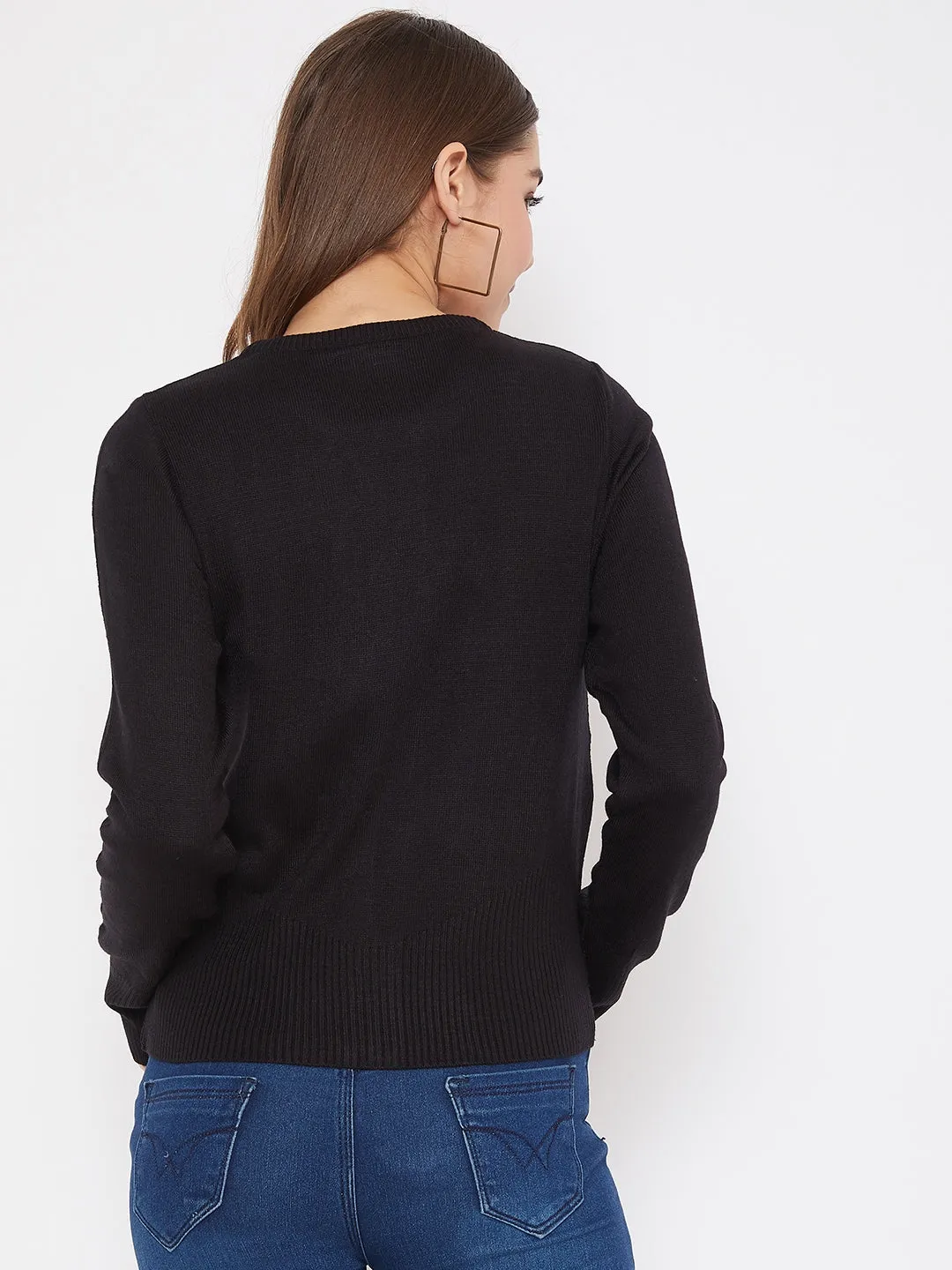 JUMP USA Women Black Henley Neck Sweaters