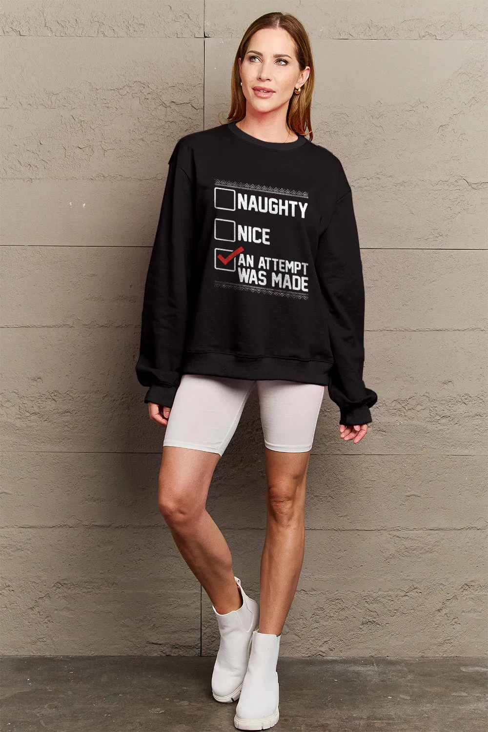 kesley Simply Love Full Size Letter Graphic Long Sleeve Sweatshirt