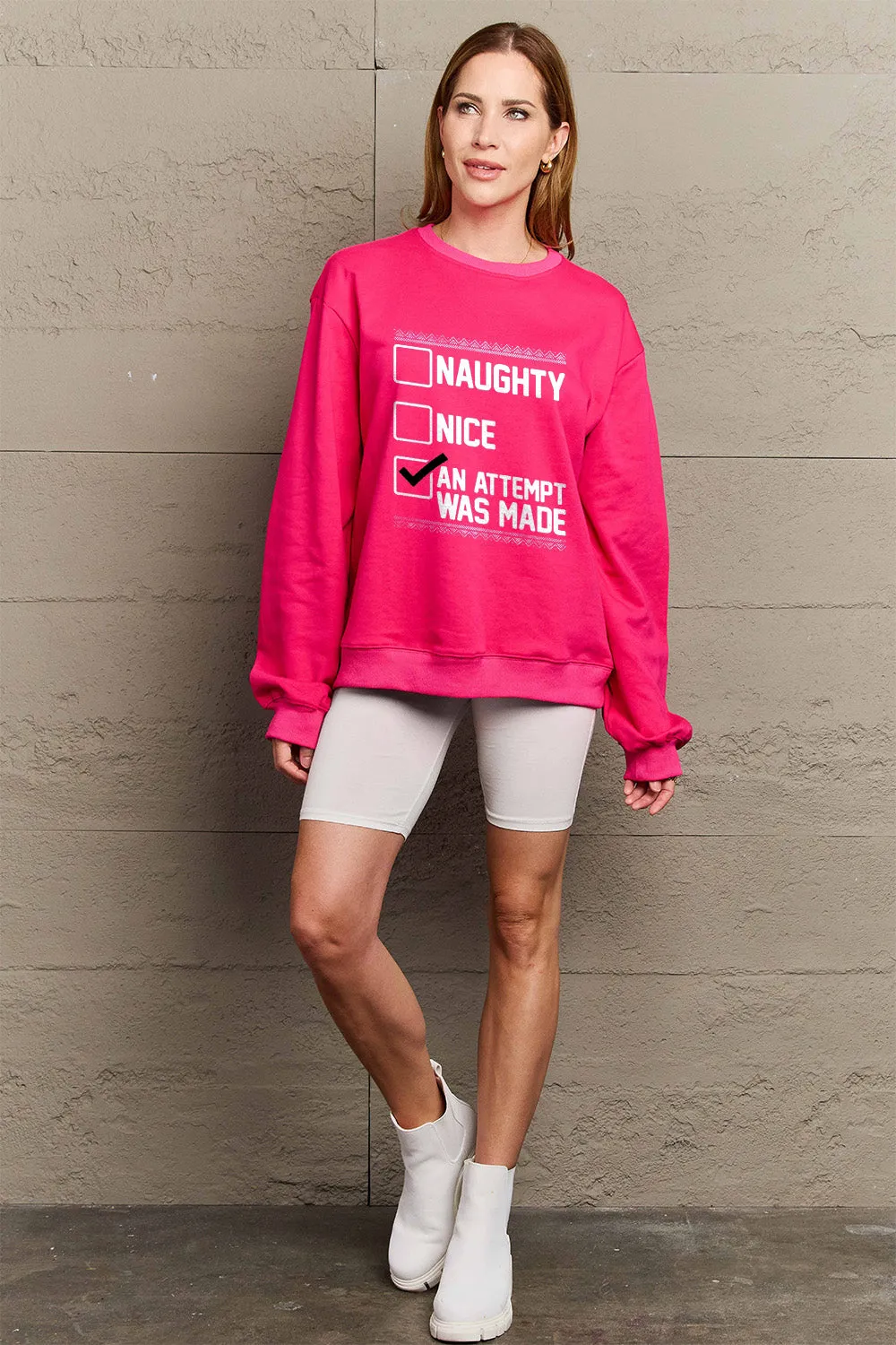 kesley Simply Love Full Size Letter Graphic Long Sleeve Sweatshirt