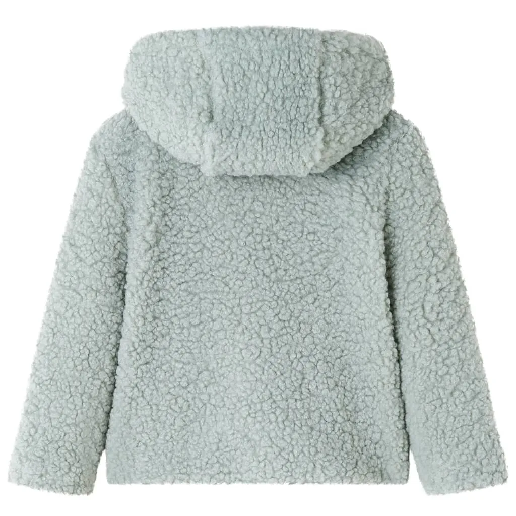 Kids' Hooded Jacket Teddy Faux Fur - Mint Green (Size 128, 7-8 Years) | Warm & Cozy Outerwear