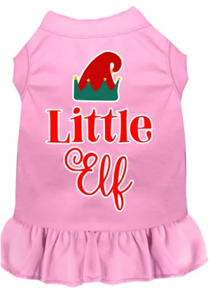 Little Elf Screen Print Dog Dress Light Pink Med