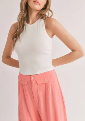 Marshmallow Racerback Crop Tank - White