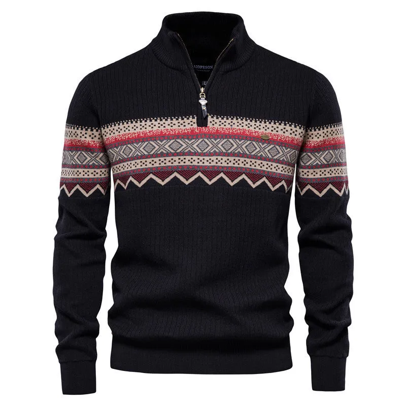 Men Zipper Long Sleeve Casual Knitwear