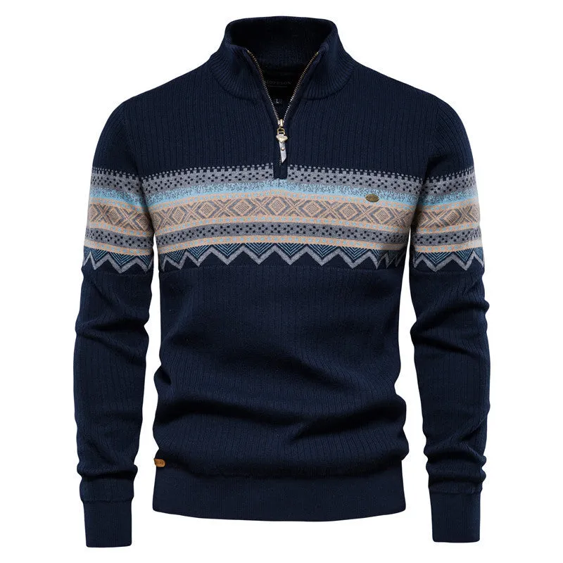 Men Zipper Long Sleeve Casual Knitwear