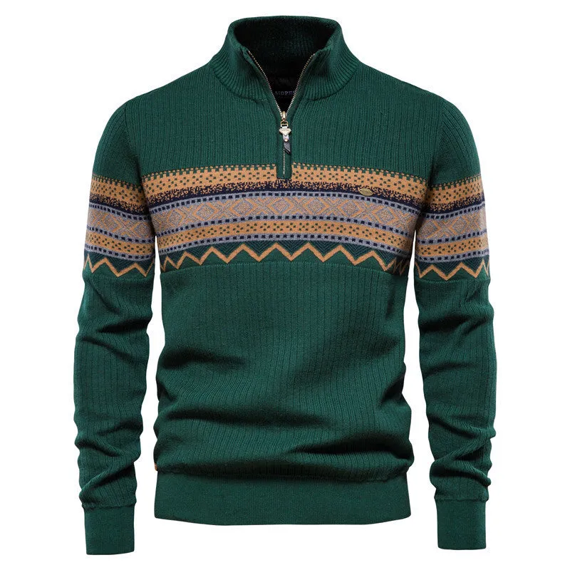 Men Zipper Long Sleeve Casual Knitwear