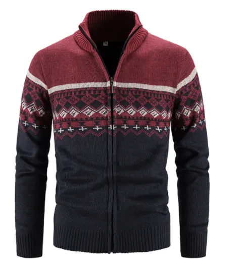 Men Zipper Long Sleeve Casual Knitwear