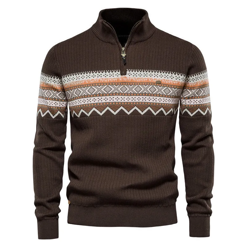 Men Zipper Long Sleeve Casual Knitwear