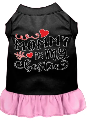 Mommy Is My Bestie Screen Print Dog Dress Black With Light Pink Sm (10)