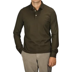 Moss Green Organic Cotton LS Polo Shirt