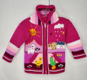 Peruvian Sweater - fushia 0-18m