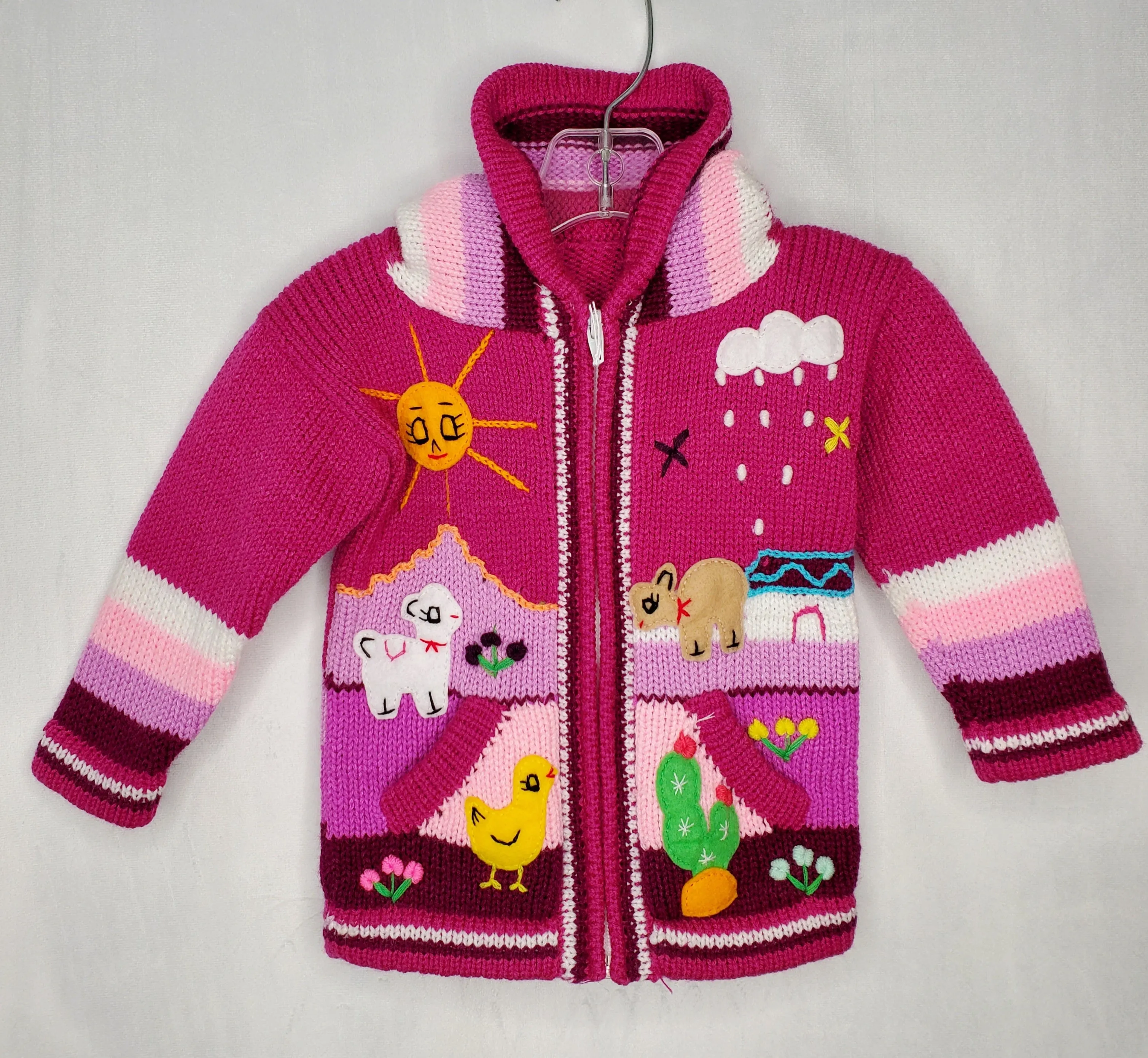 Peruvian Sweater - fushia 0-18m