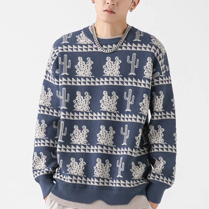 PopFlying Layered Sweater Full Cacti