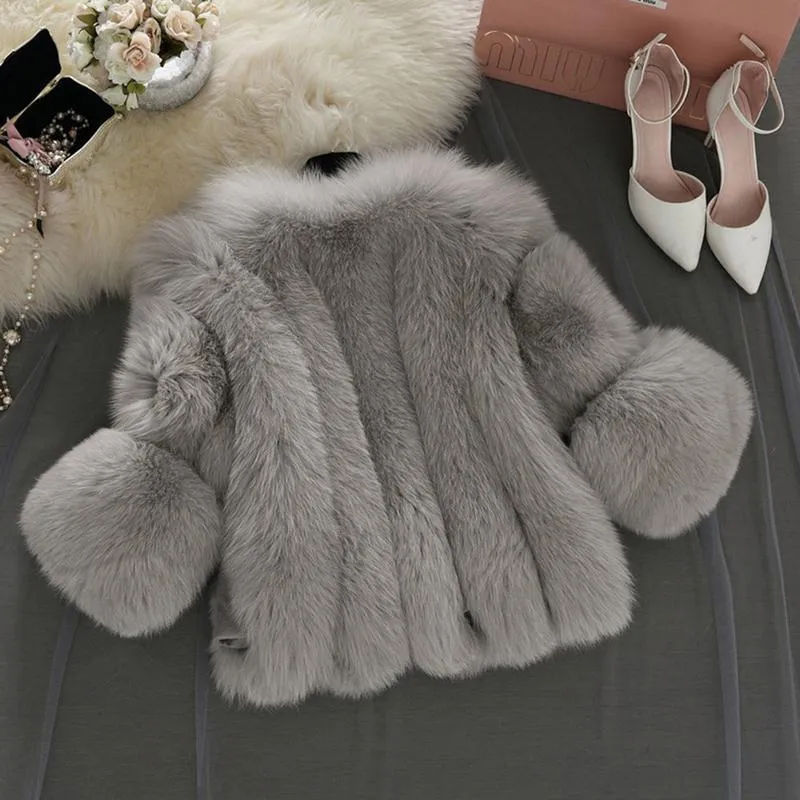 Pretty Overcoat Long Sleeves Faux Fur Winter Lining Coats