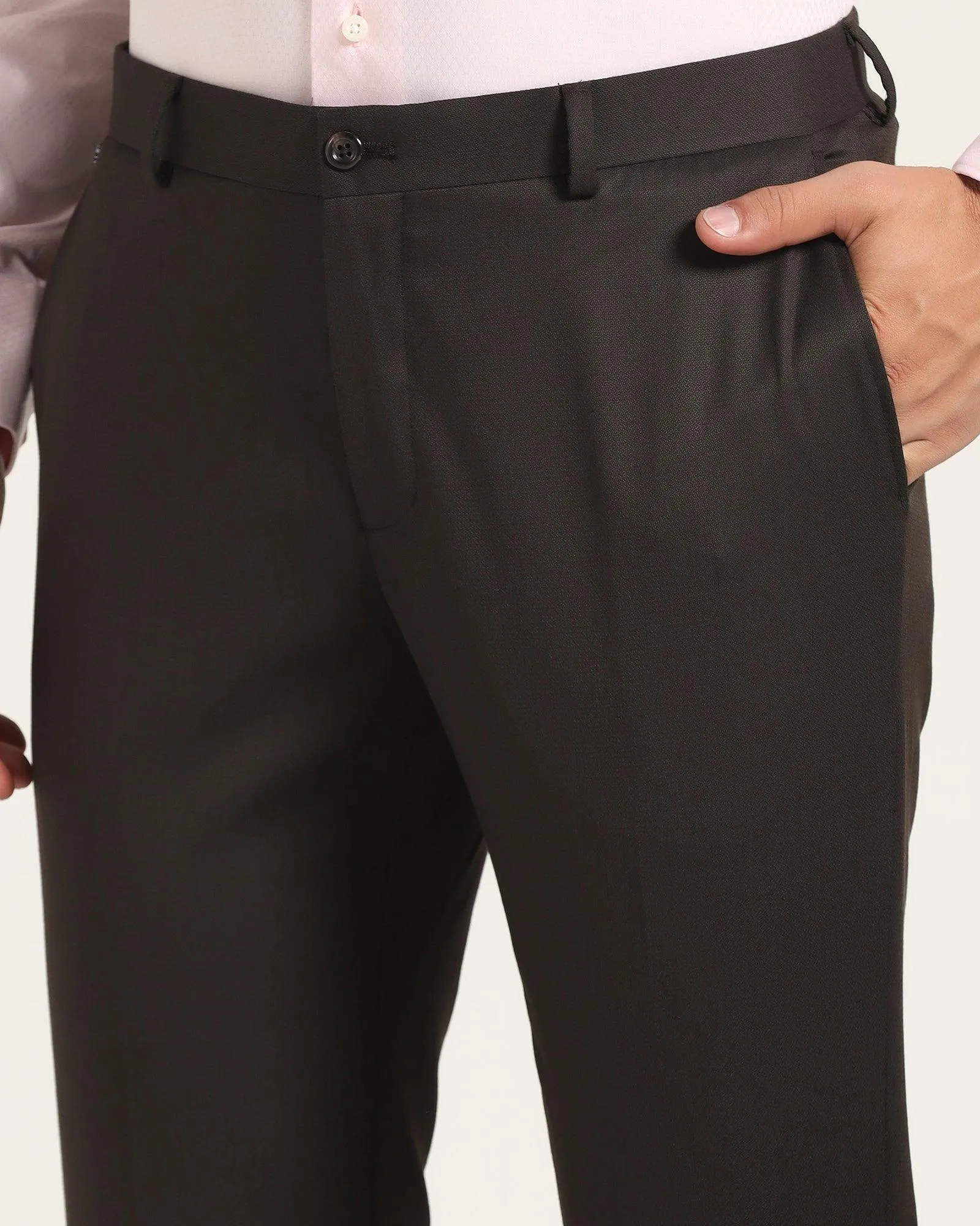 Slim Fit B-91 Formal Brown Textured Trouser - Peza