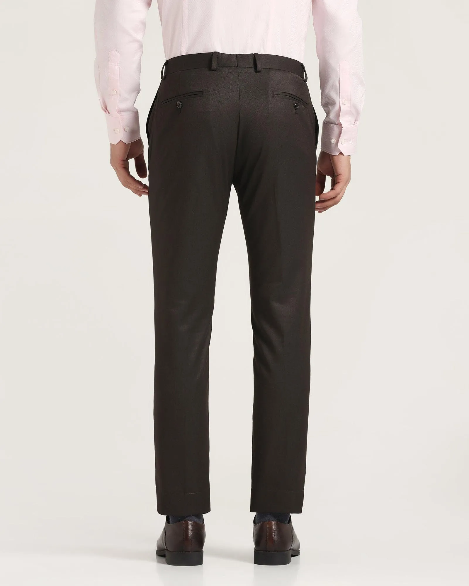 Slim Fit B-91 Formal Brown Textured Trouser - Peza