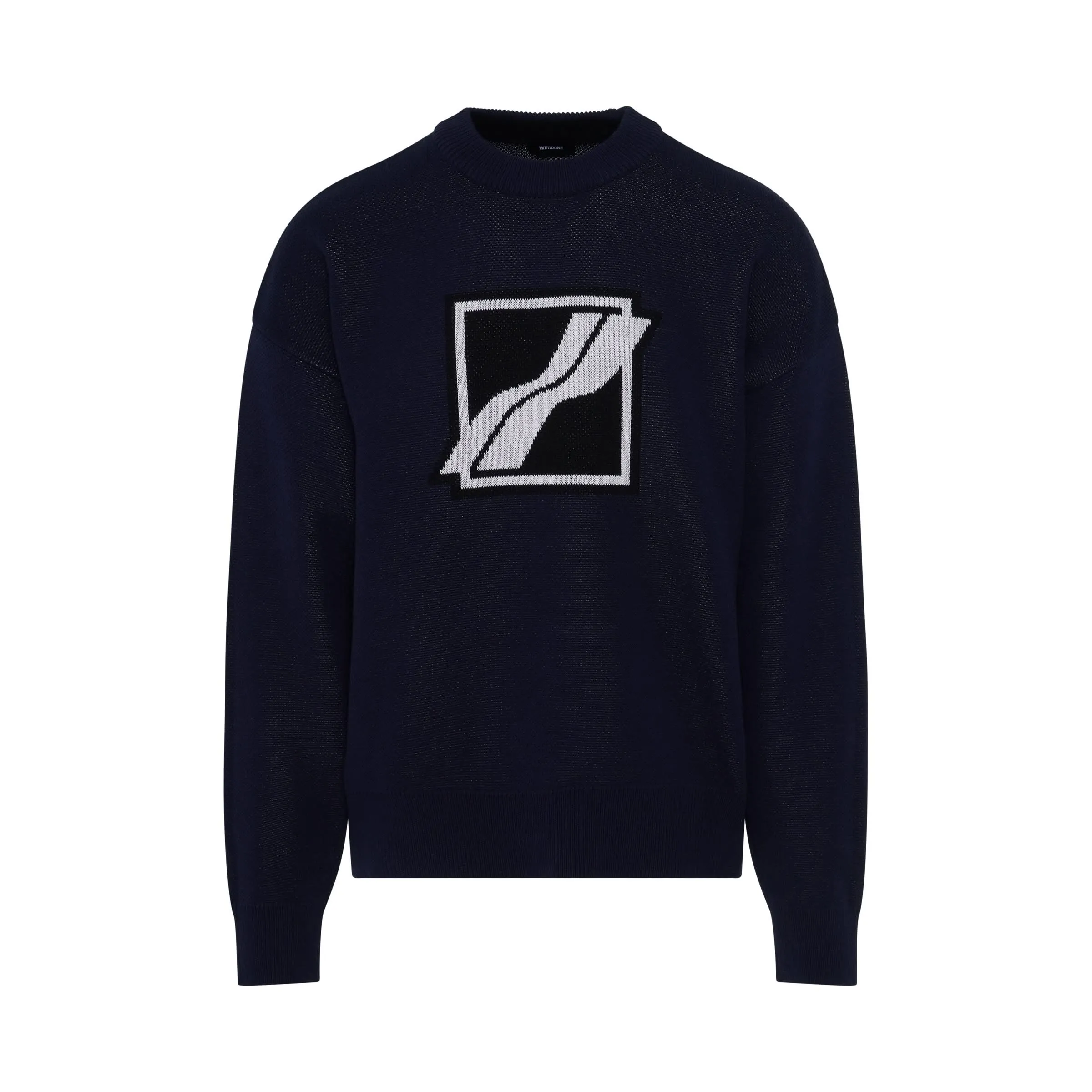 Square Logo Jacquard Knit Sweater in Navy